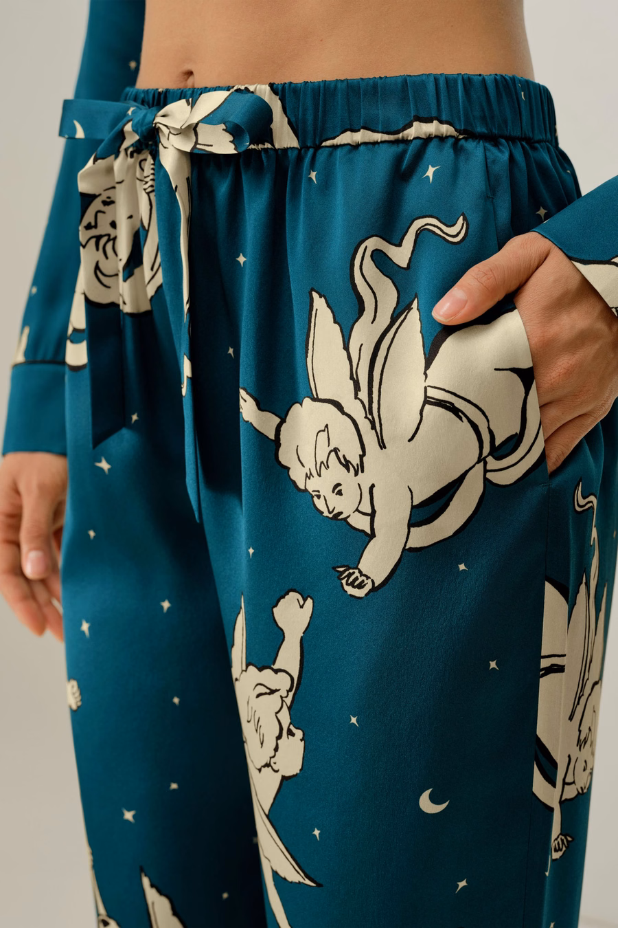 Conjunto Clásico de Pijama de Seda del Zodiaco Géminis