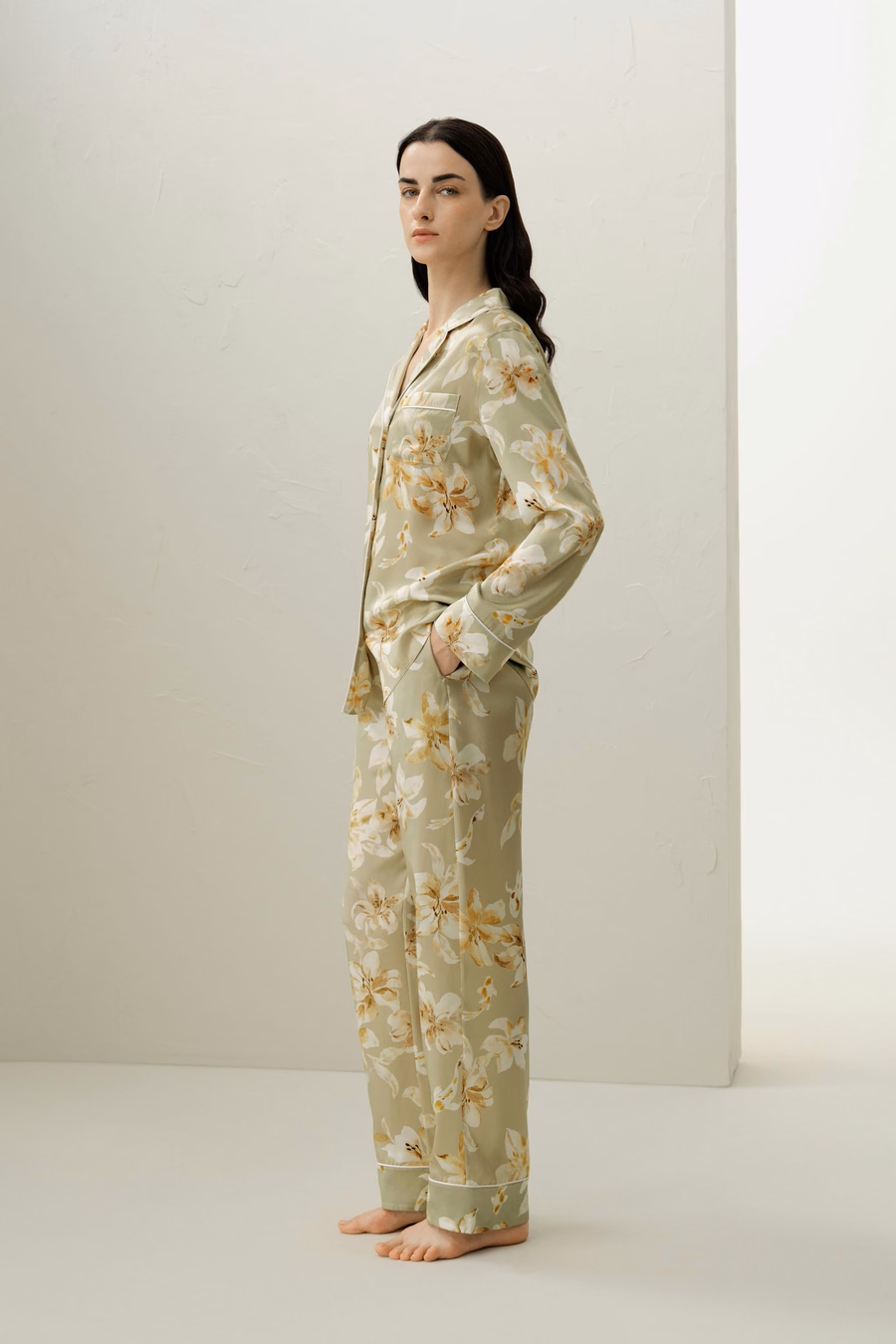 Conjunto de Pijamas Clásico de Seda del Zodiaco Piscis