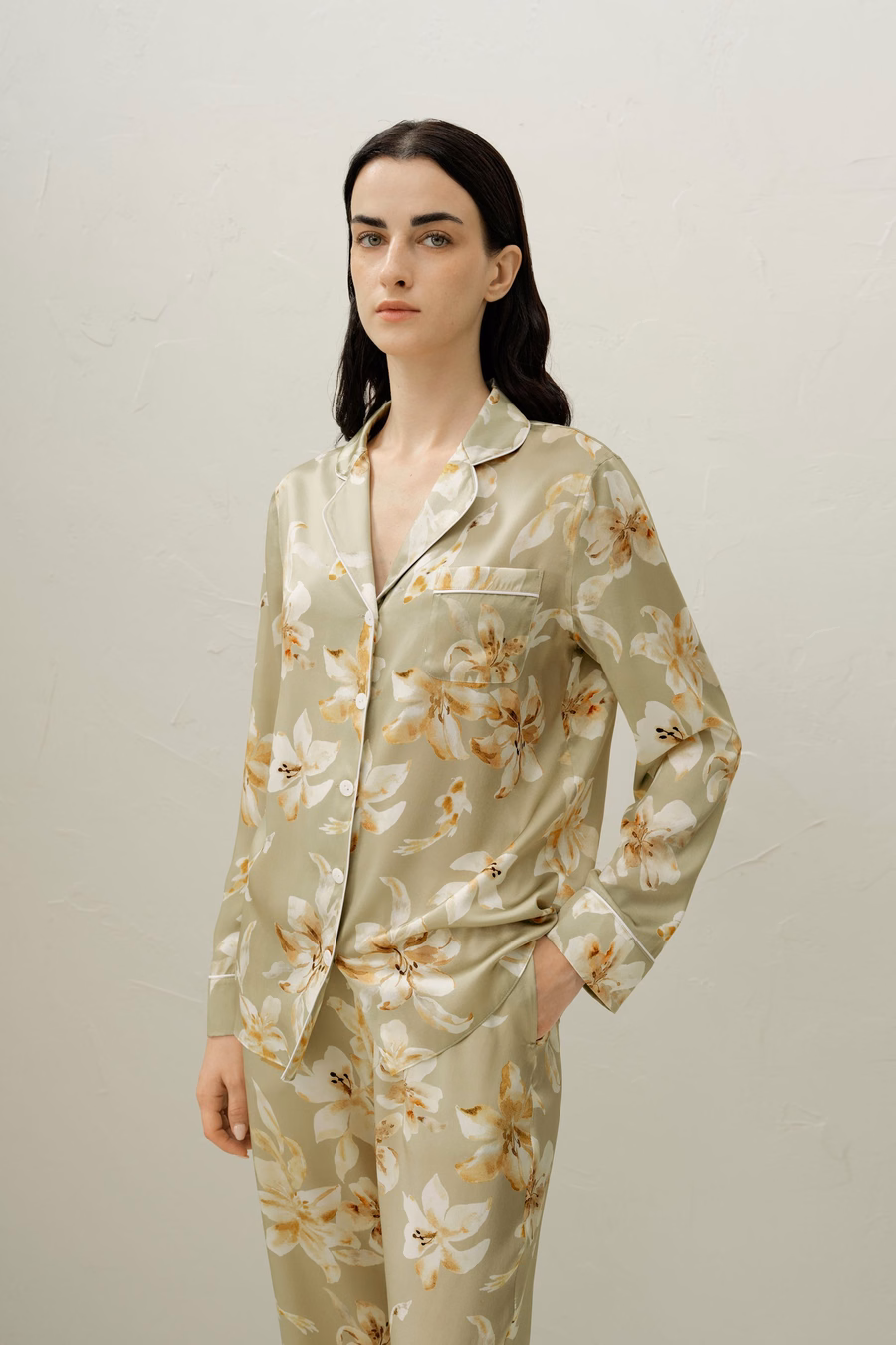 Conjunto de Pijamas Clásico de Seda del Zodiaco Piscis