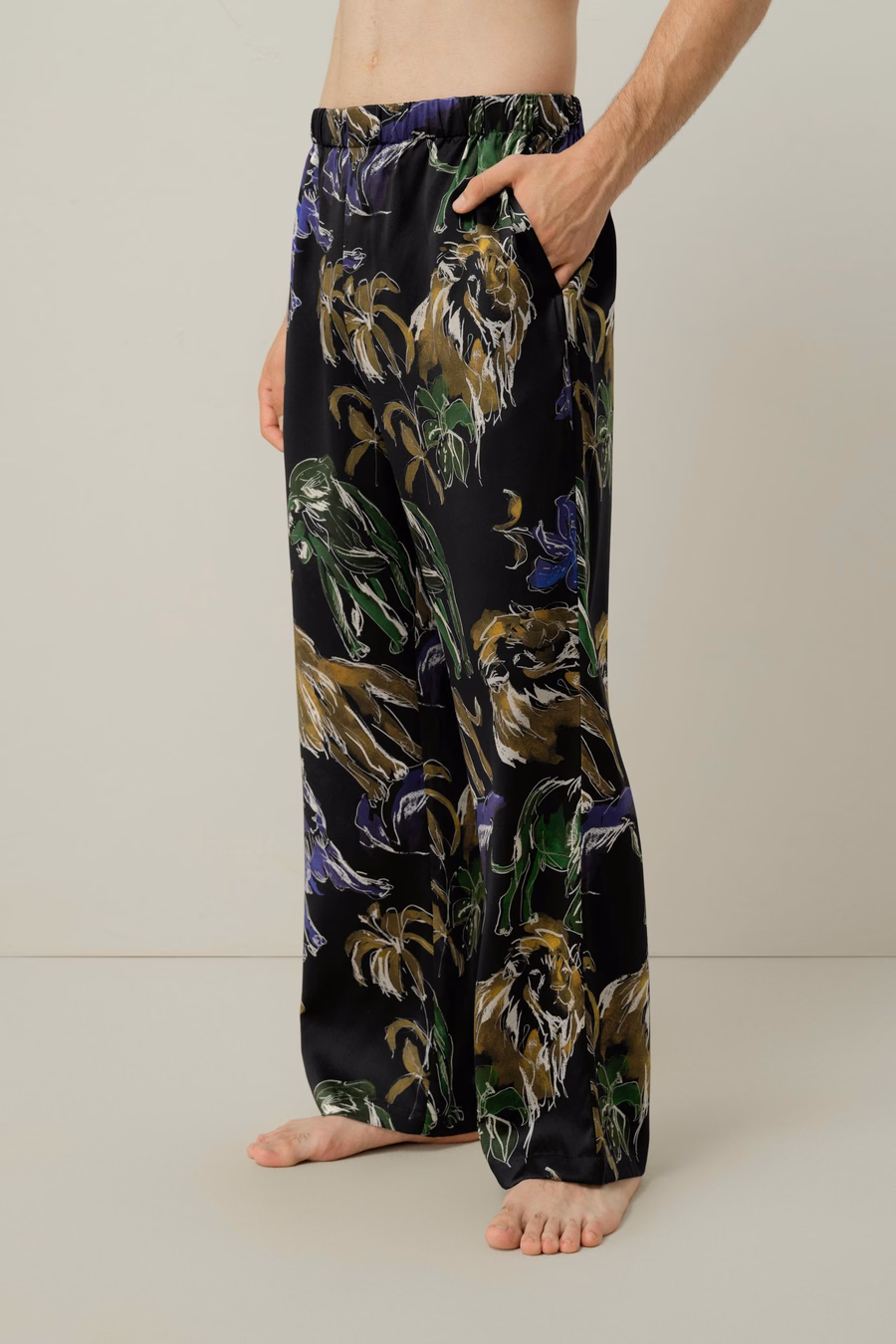 Conjunto de Pijama de Seda para Hombre Leo