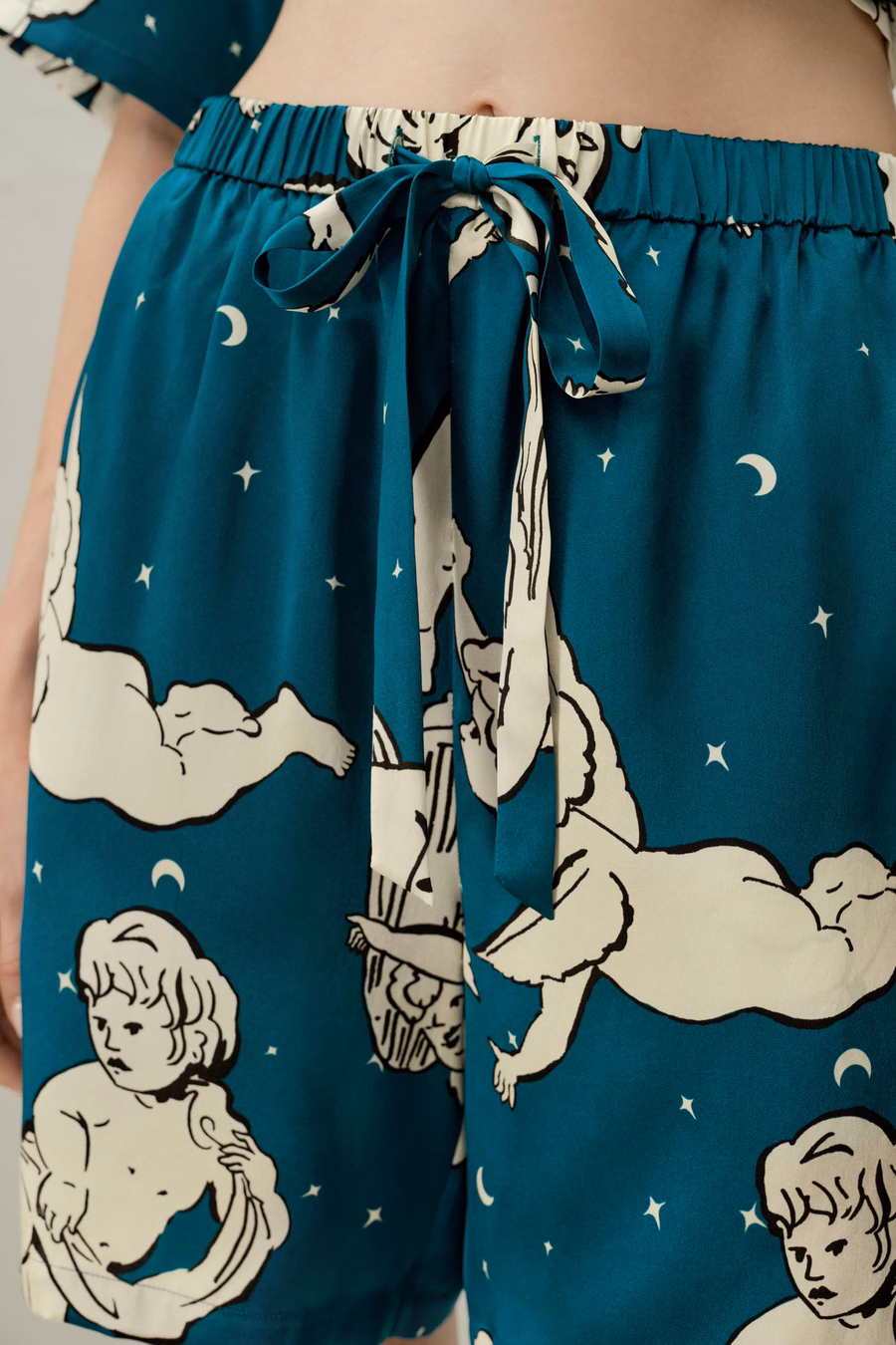 Conjunto de Pijamas Cortos de Seda del Zodiaco Géminis