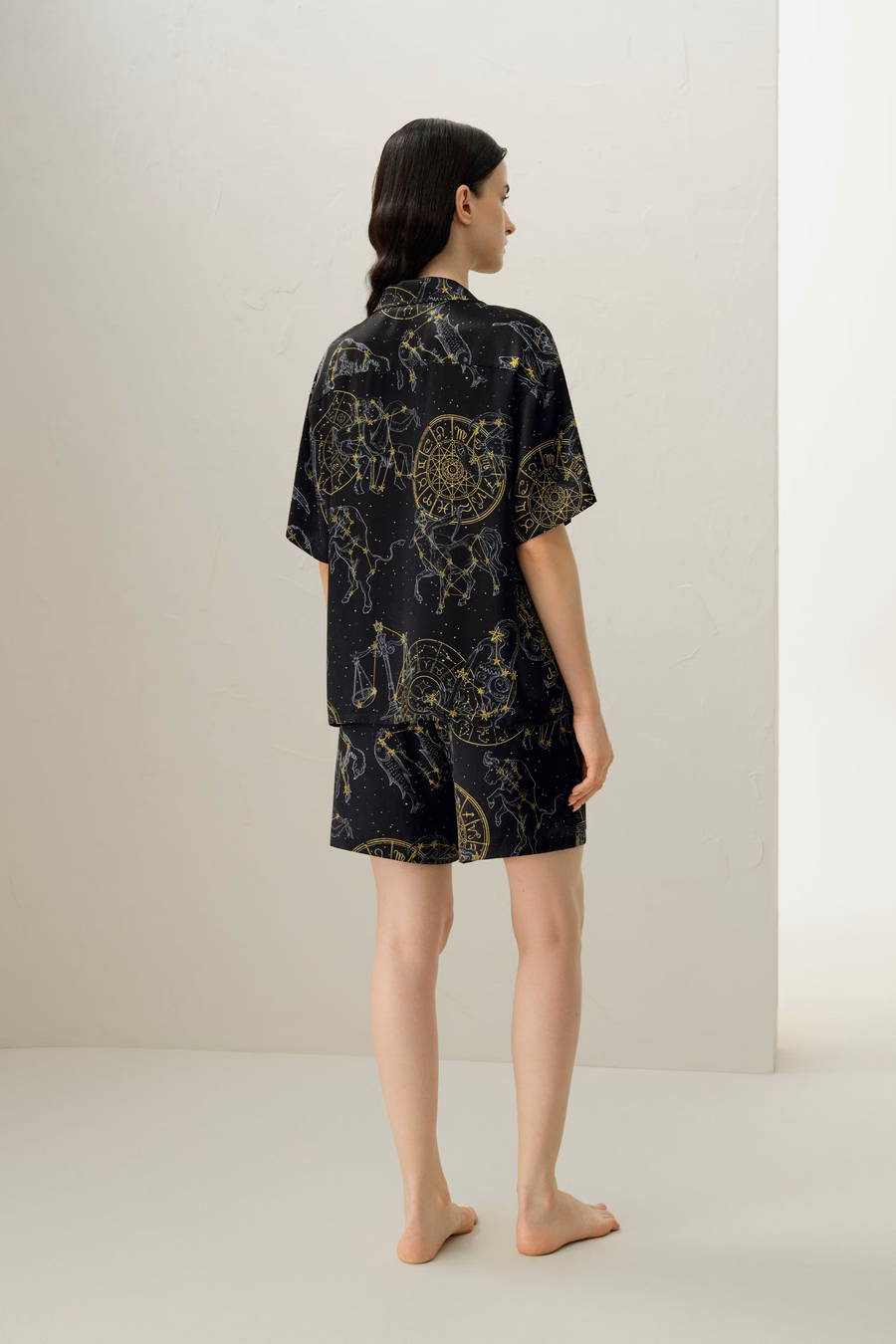 Conjunto corto de pijama de seda Virgo Zodiac