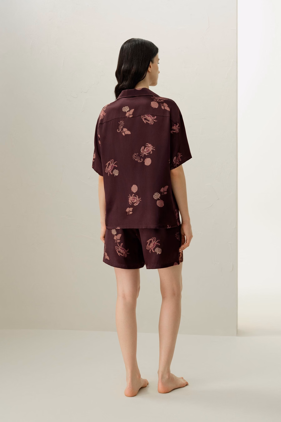 Conjunto de Pijamas Cortos de Seda del Zodiaco Cáncer