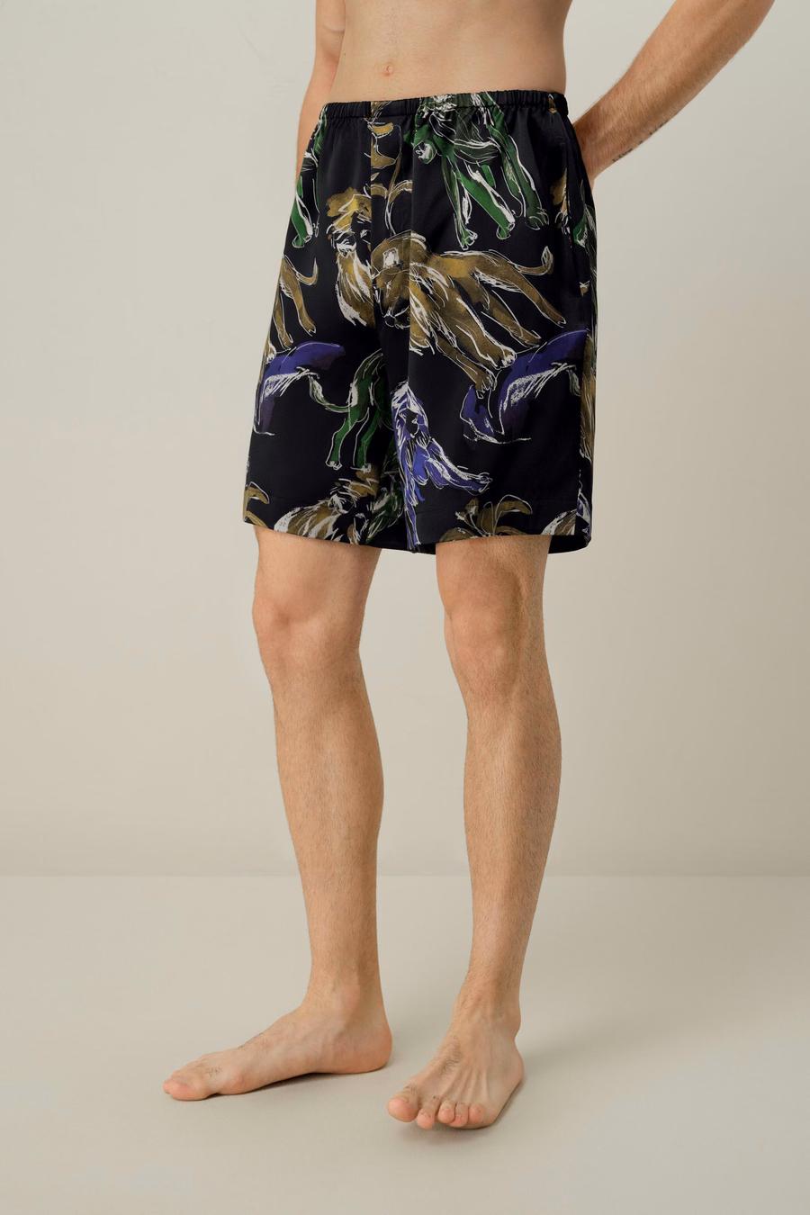 Conjunto de Pijamas Cortos de Seda para Hombre del Zodiaco Leo