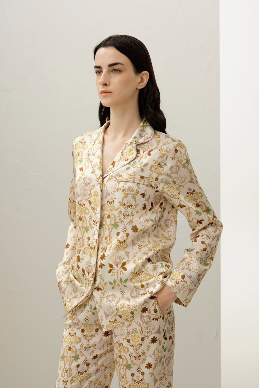 Conjunto de Pijamas Clásico de Seda del Zodiaco Capricornio