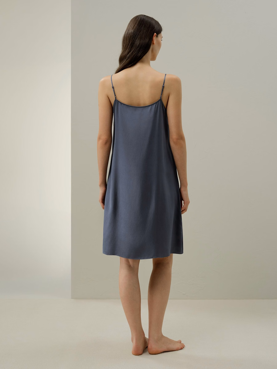 Luna Vestido Slip de Seda Lavable con Encaje