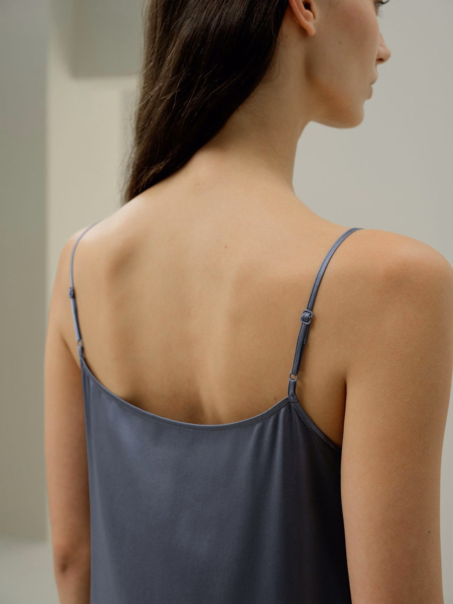 Luna Vestido Slip de Seda Lavable con Encaje