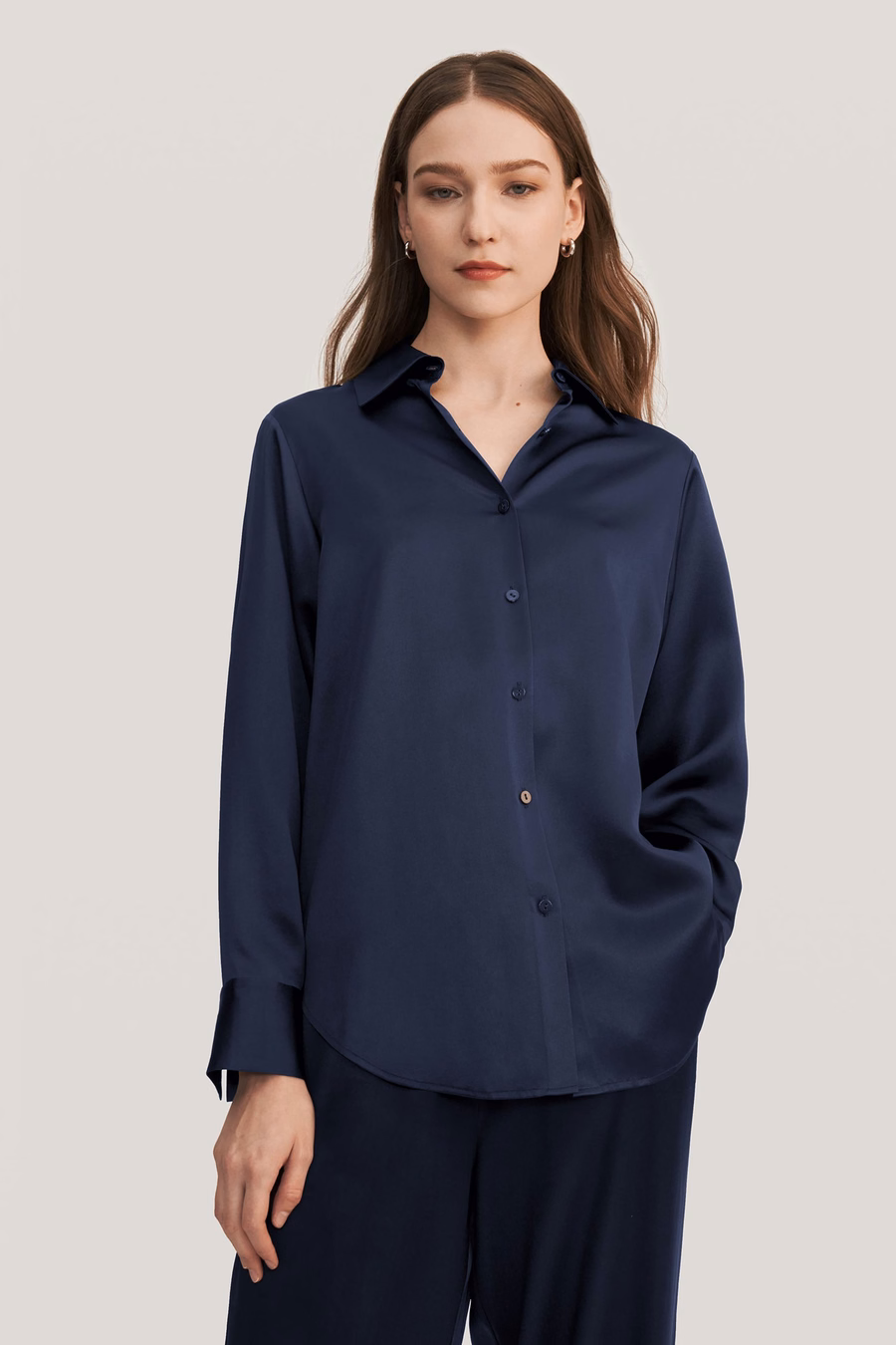 Pijama de Seda Viola Oversize para Mujeres