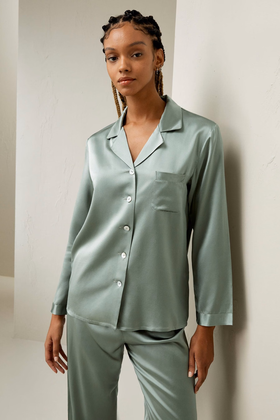 Conjunto de Pijama de Seda Completo para Mujeres