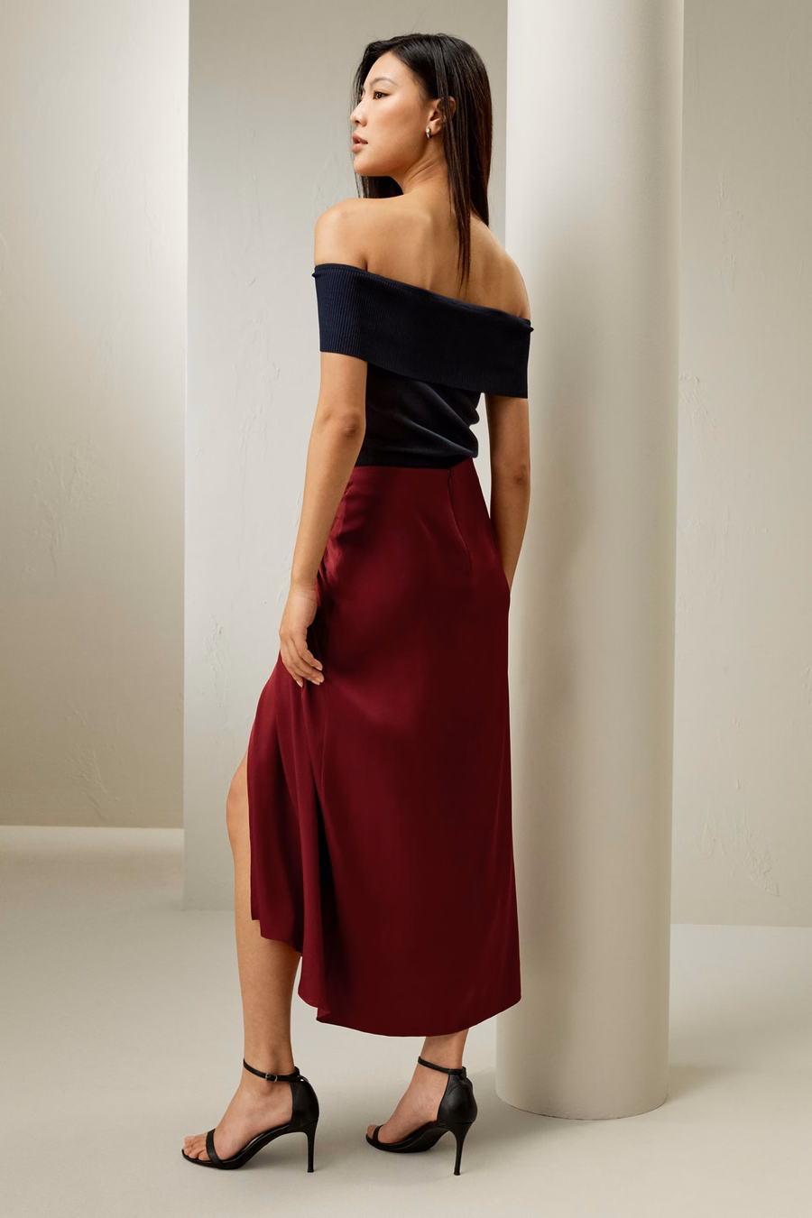 Falda Midi Coastline de Seda