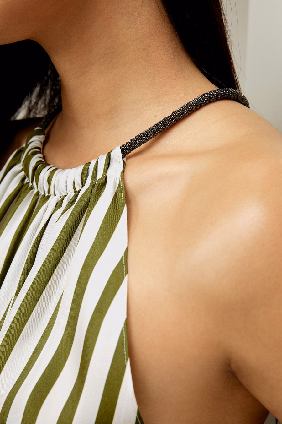 Top halter de seda twill