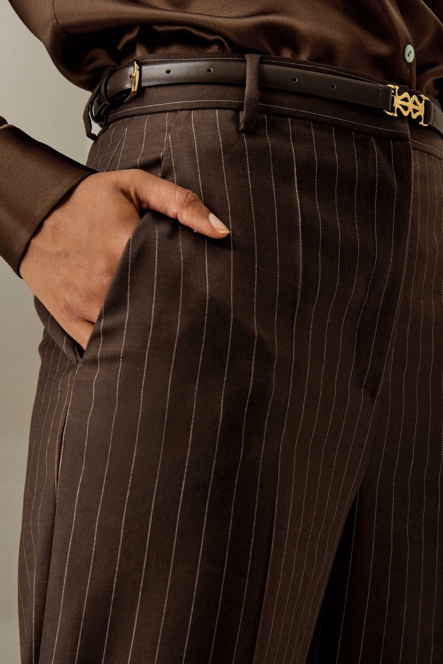 Pantalones rectos de talle alto a rayas