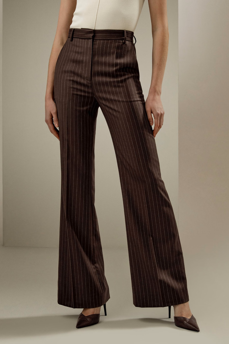 Pantalones rectos de talle alto a rayas