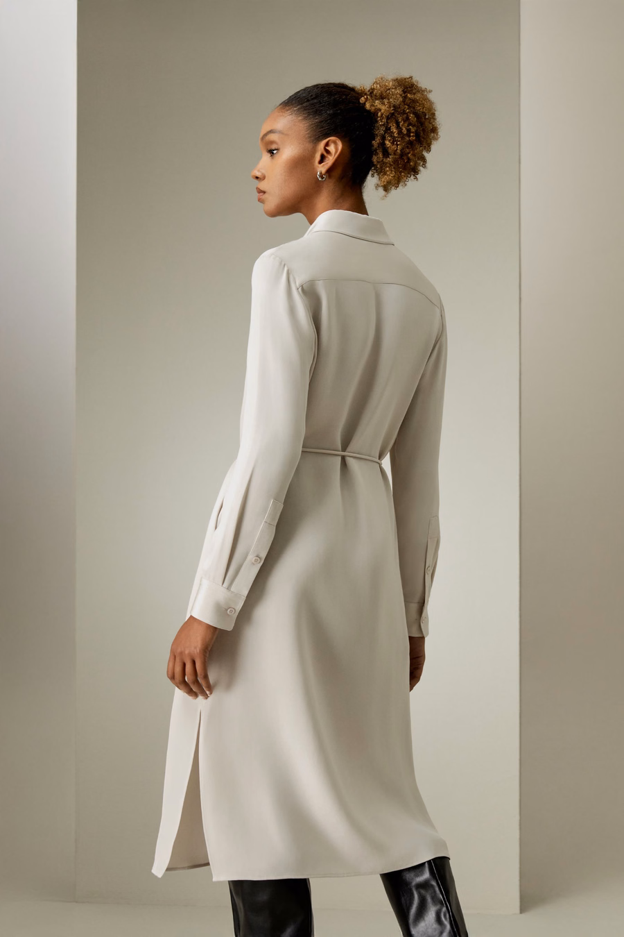 Vestido drapeado simple con lazo de cuerda