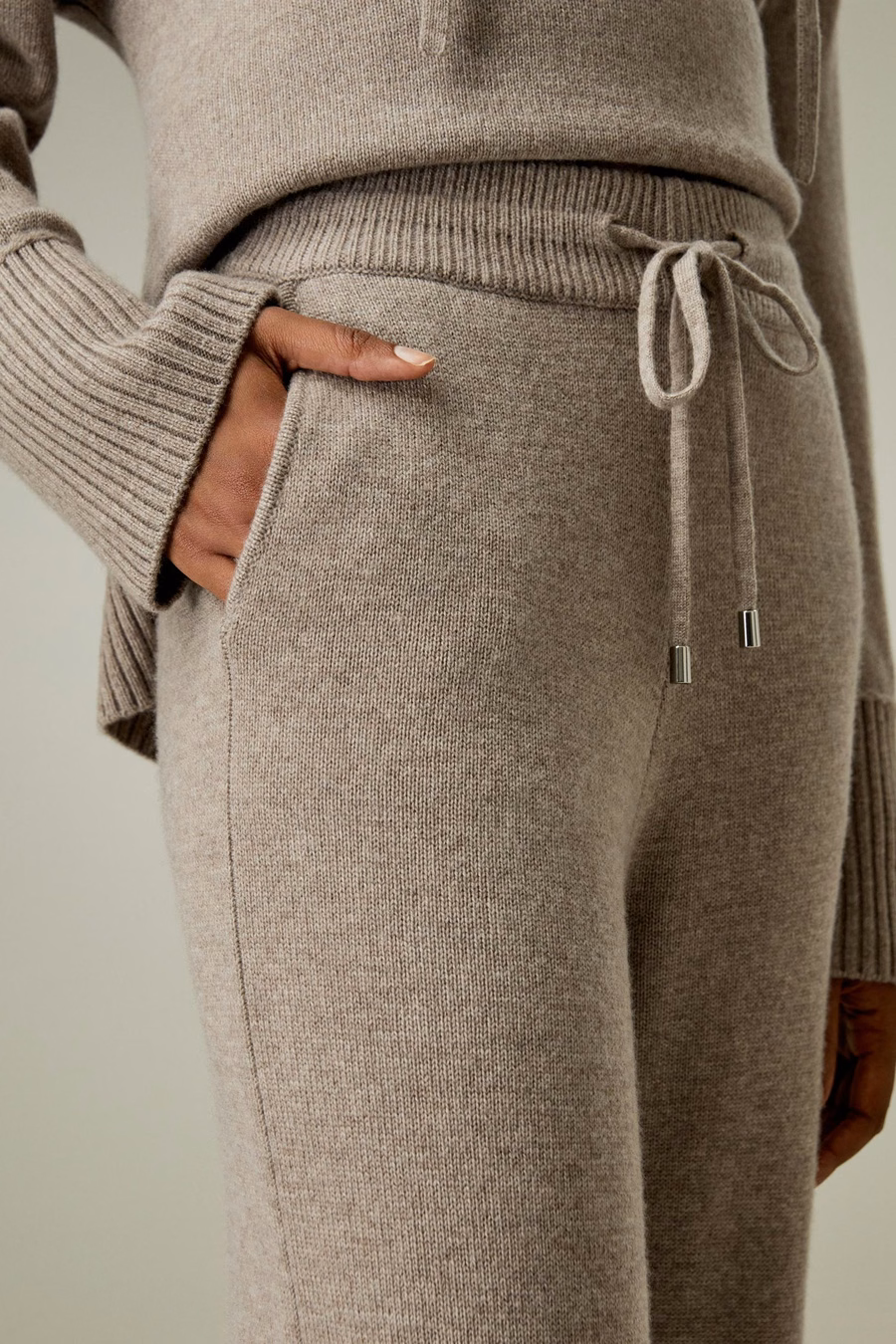 Pantalones de pierna ancha de jersey de lana Merino