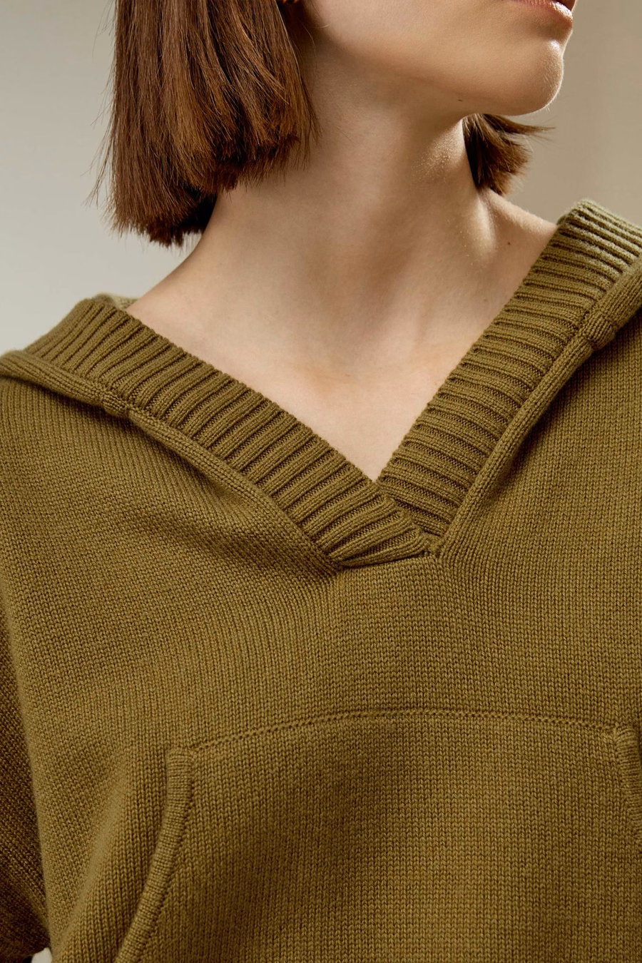Sudadera con Capucha de Mezcla de Lana y Cachemira Cortada