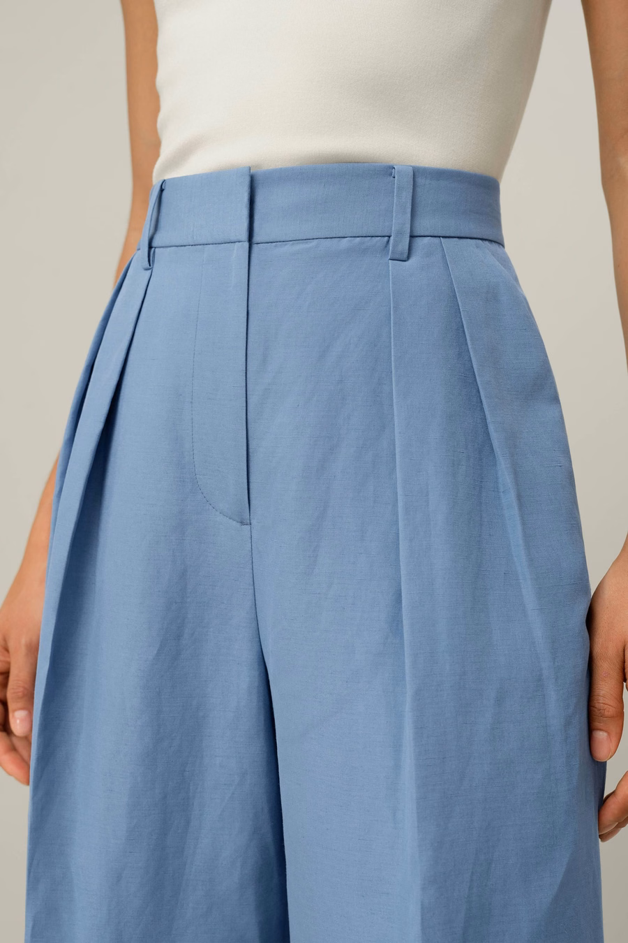 Pantalón de Pierna Ancha de Seda y Lino