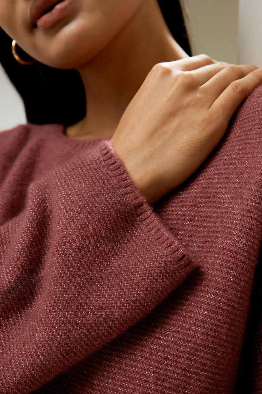 Sudadera de Mezcla de Seda y Cachemira con Corte Relajado y Hombros Caídos