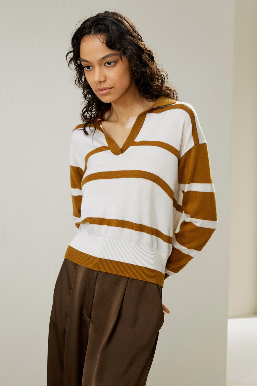 Suéter de polo de lana merino