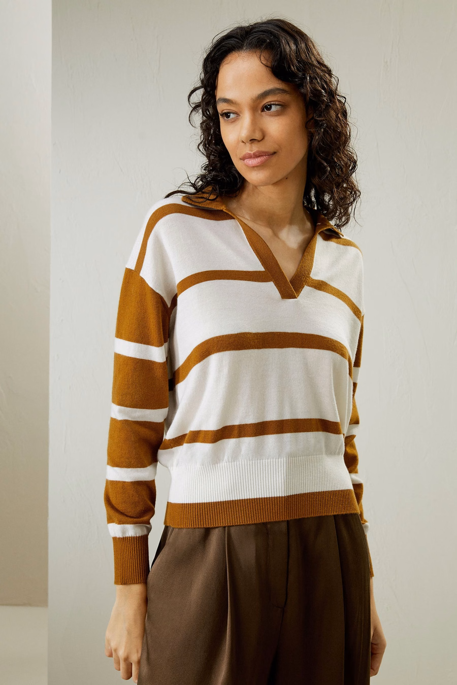 Suéter de polo de lana merino
