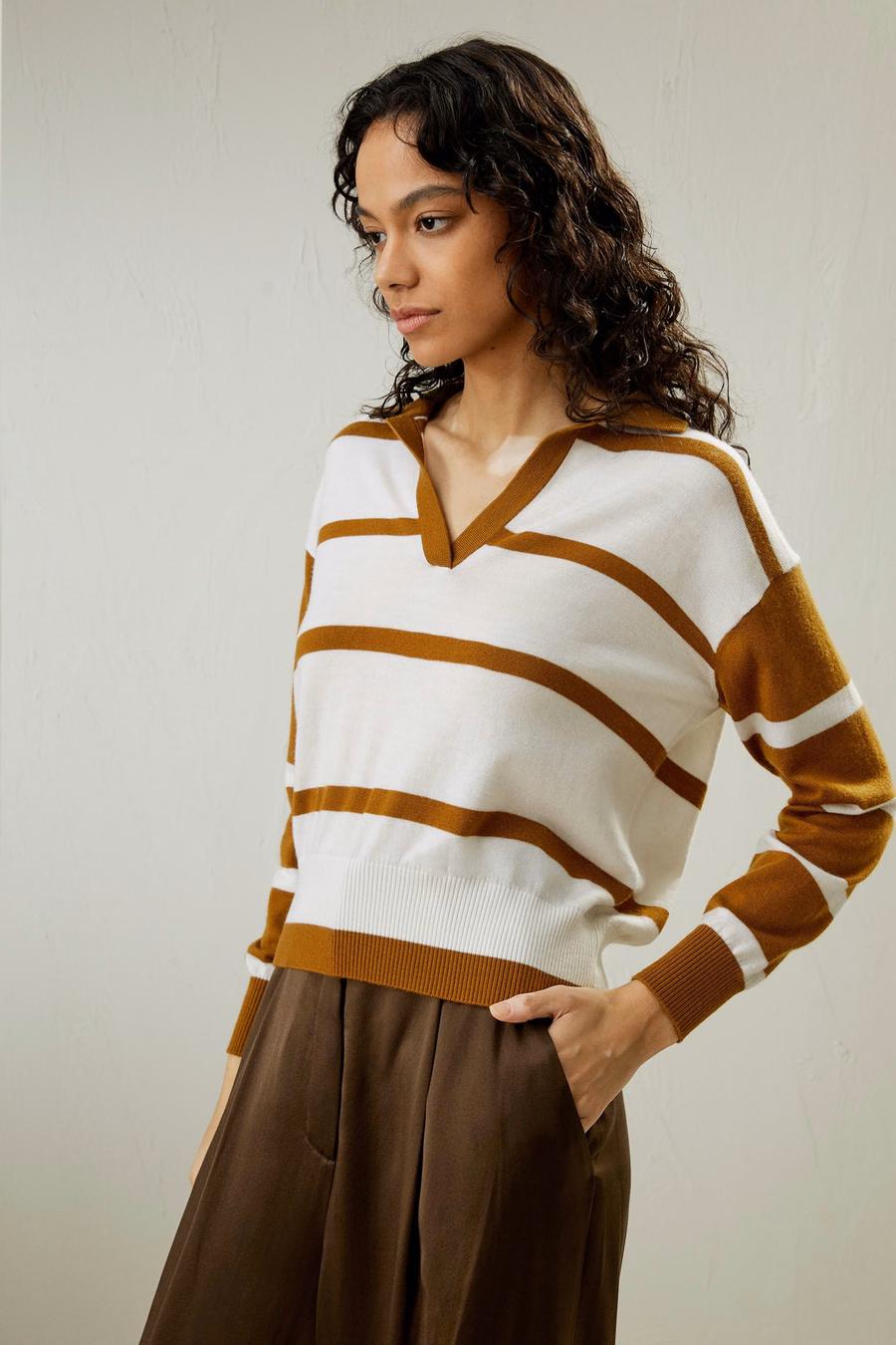 Suéter de polo de lana merino
