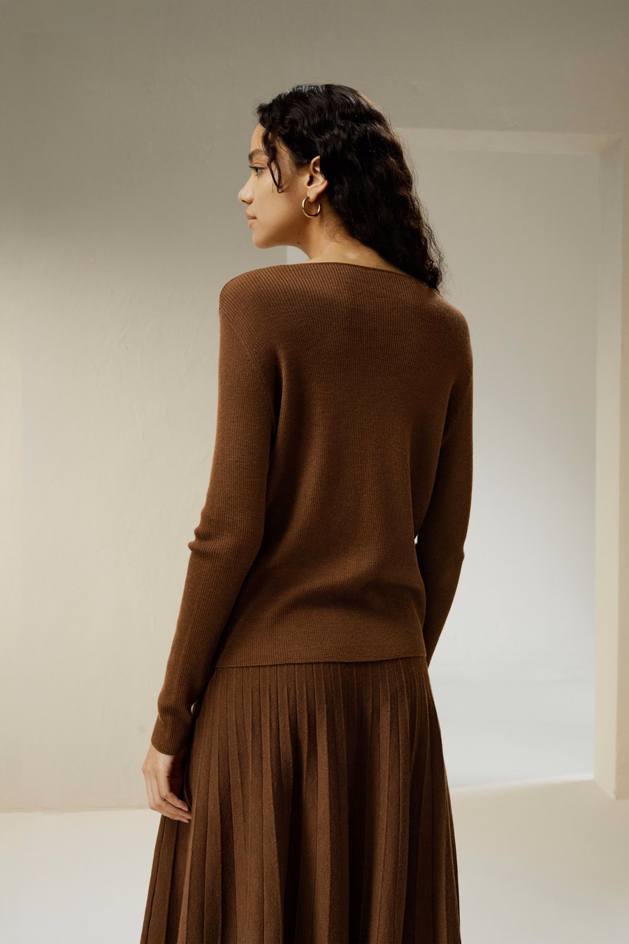 Suéter de Merino Ultra Fino con Escote en V