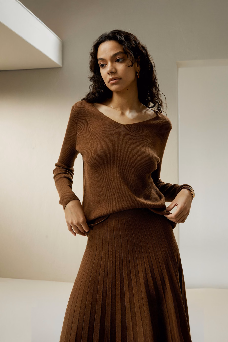 Suéter de Merino Ultra Fino con Escote en V