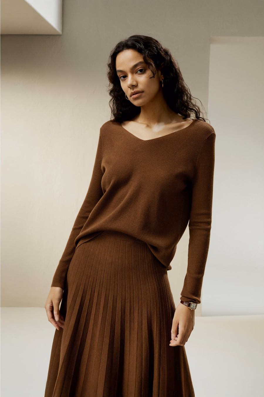 Suéter de Merino Ultra Fino con Escote en V
