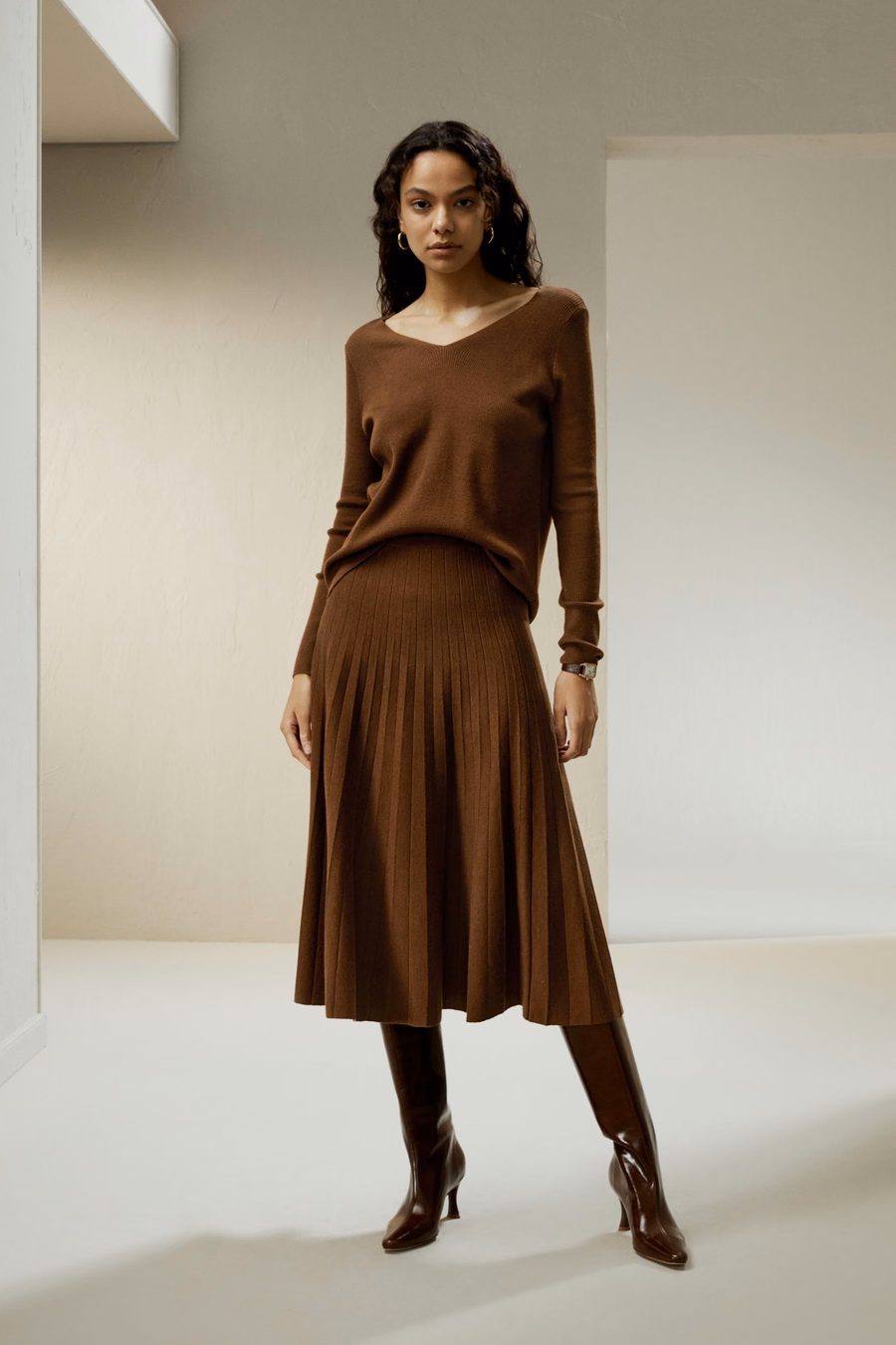 Suéter de Merino Ultra Fino con Escote en V