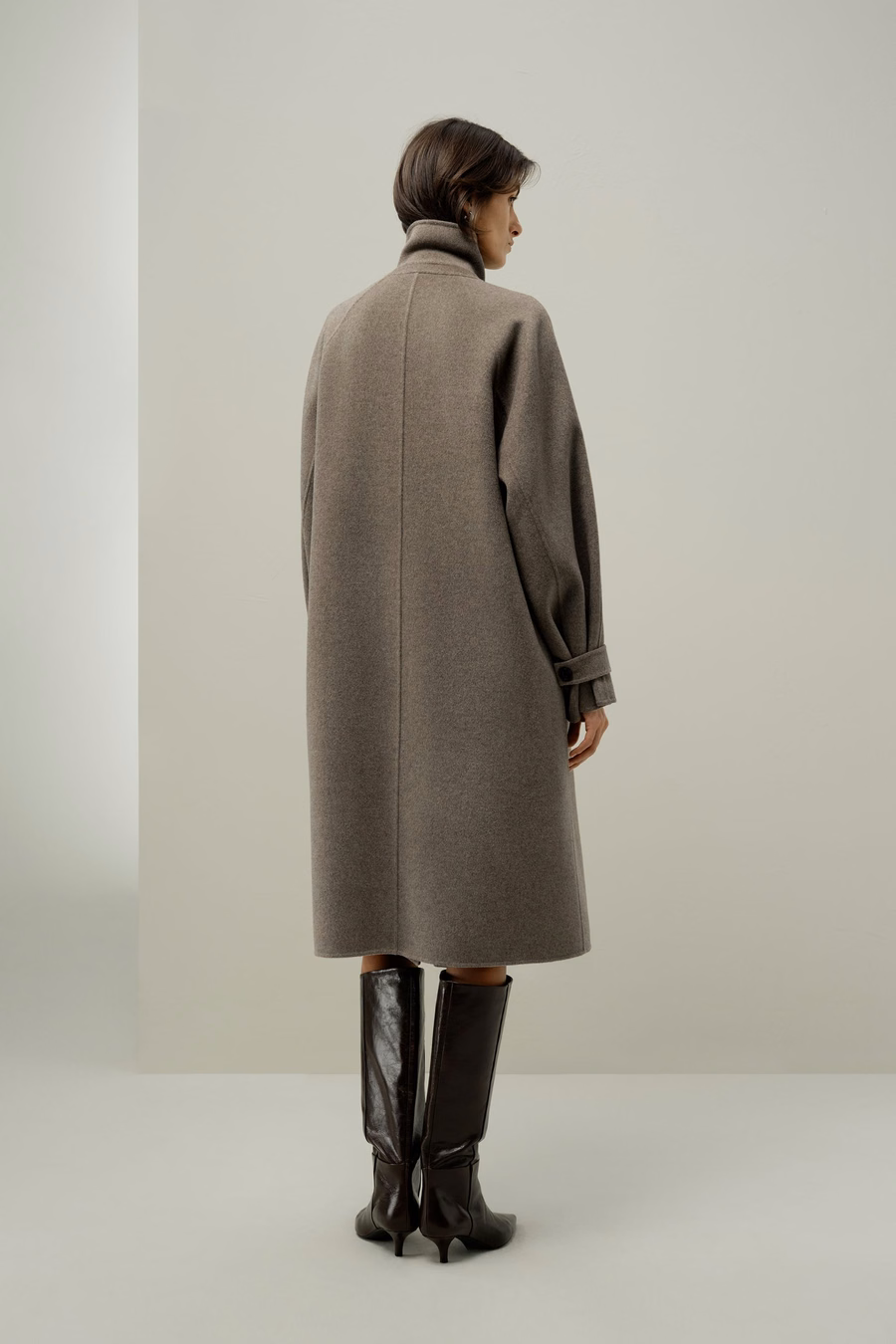 Abrigo Oversized de Mezcla de Seda y Lana de Doble Cara