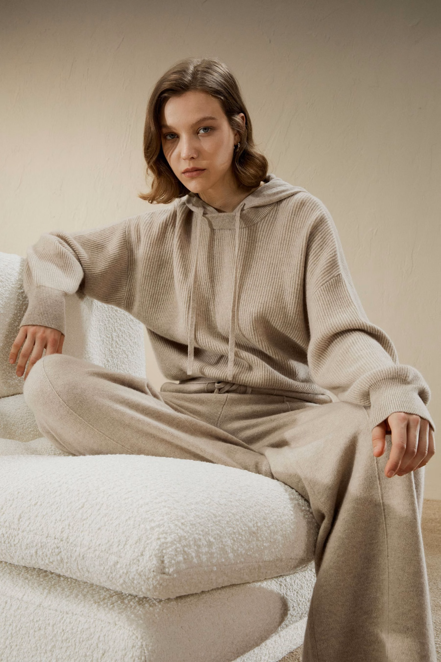 Pantalones de chándal de cashmere fluido