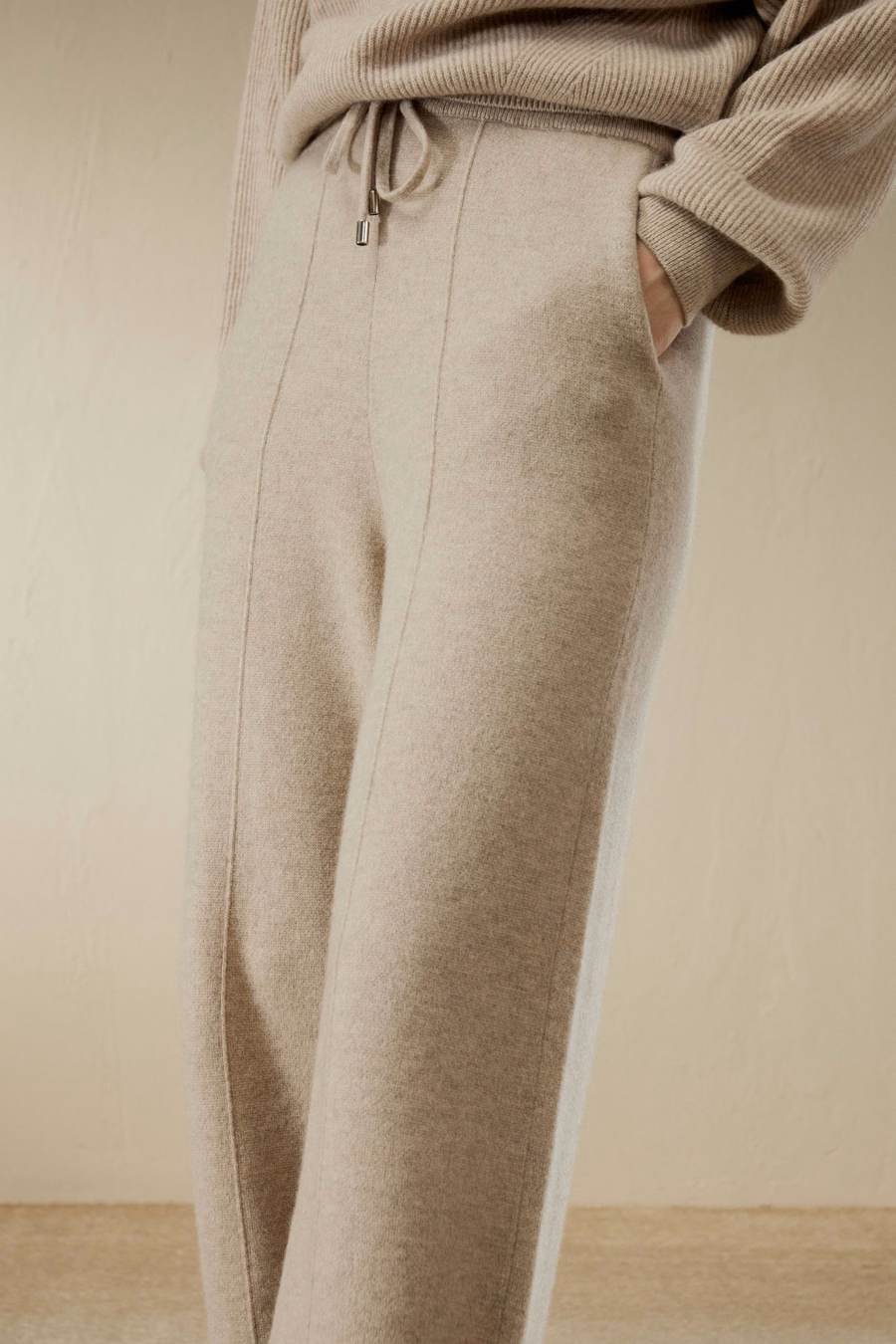 Pantalones de chándal de cashmere fluido