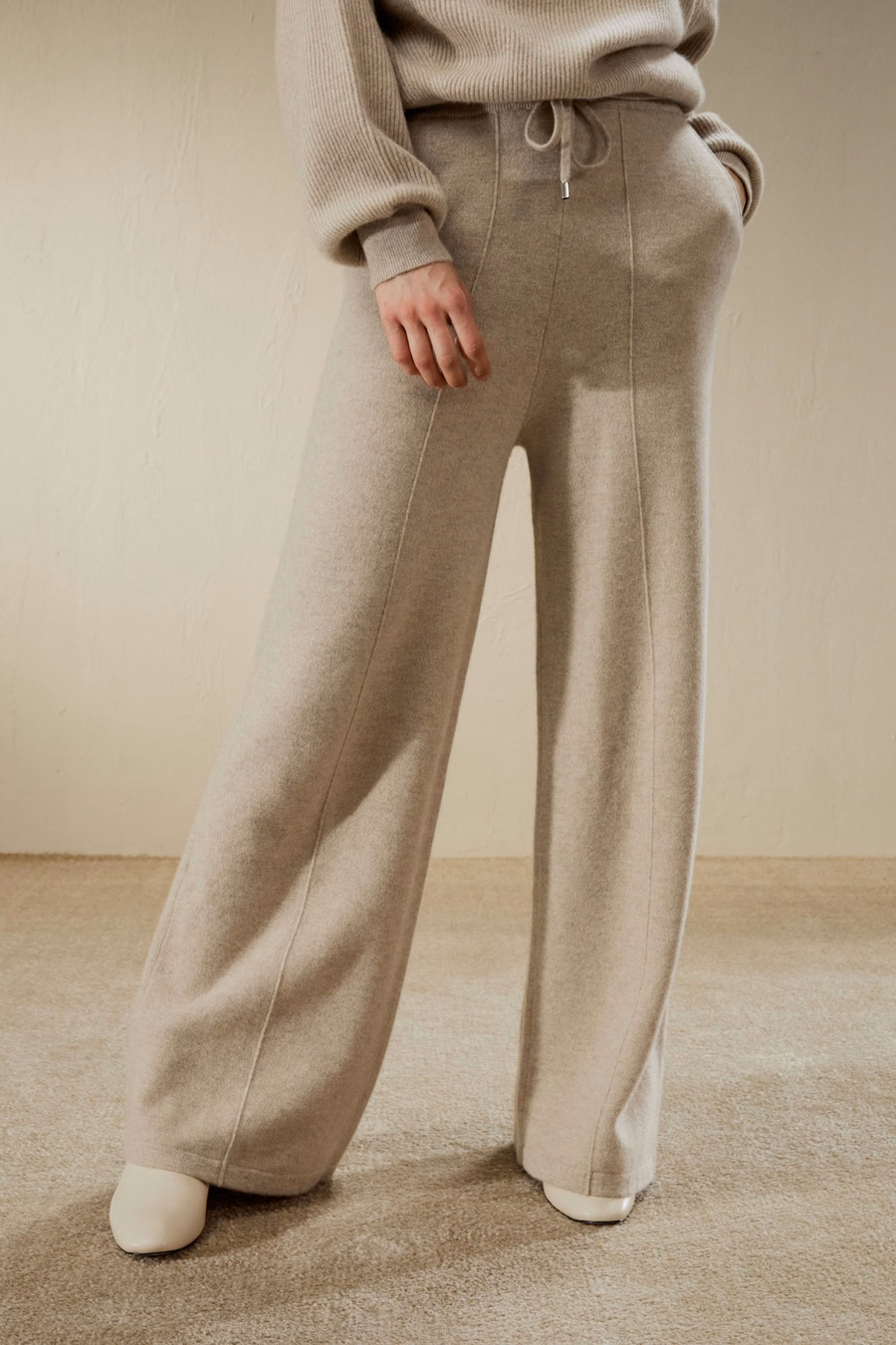 Pantalones de chándal de cashmere fluido