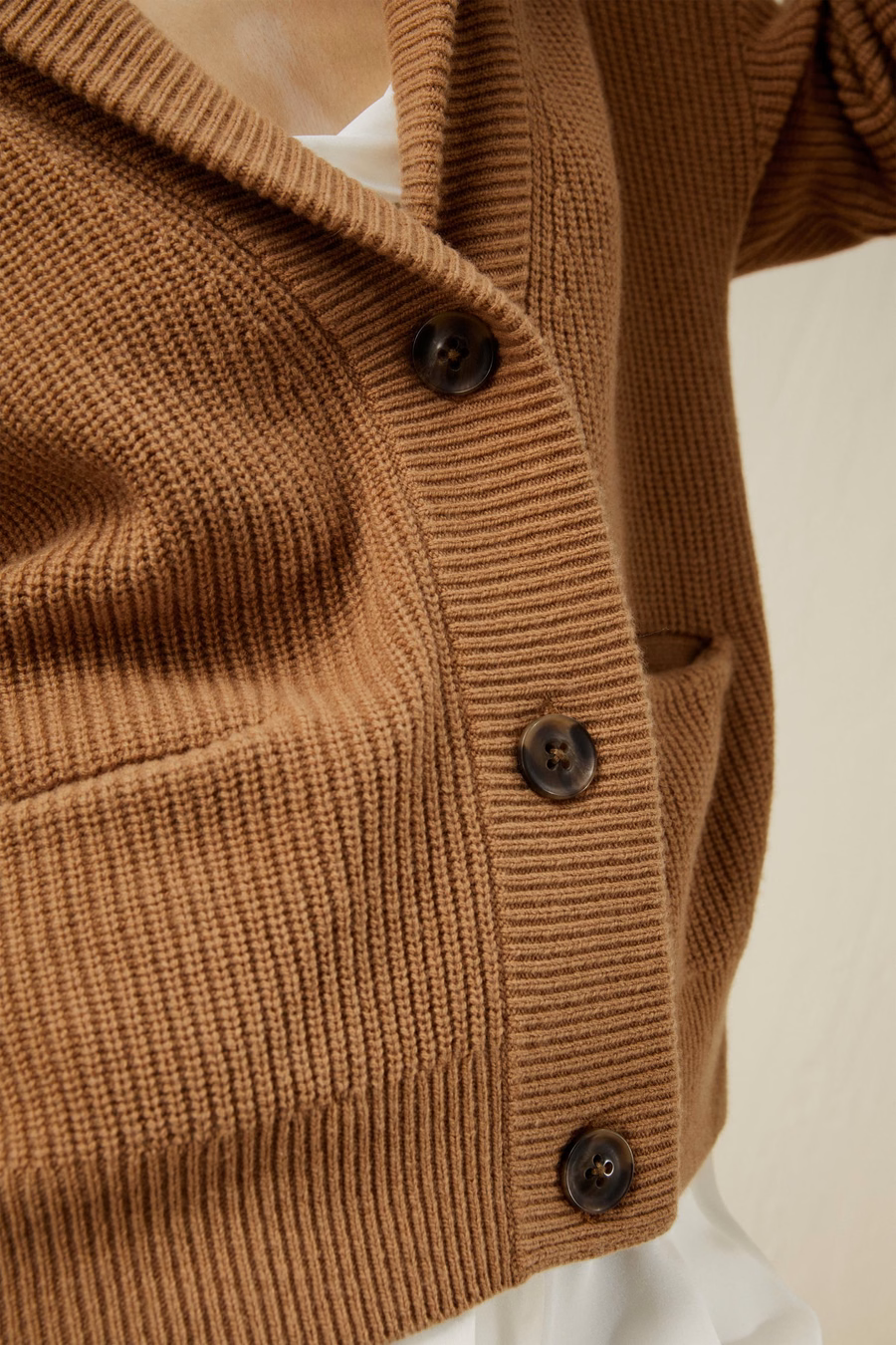 Cardigan de Cuello de Chal Mezcla de Lana y Cachemira
