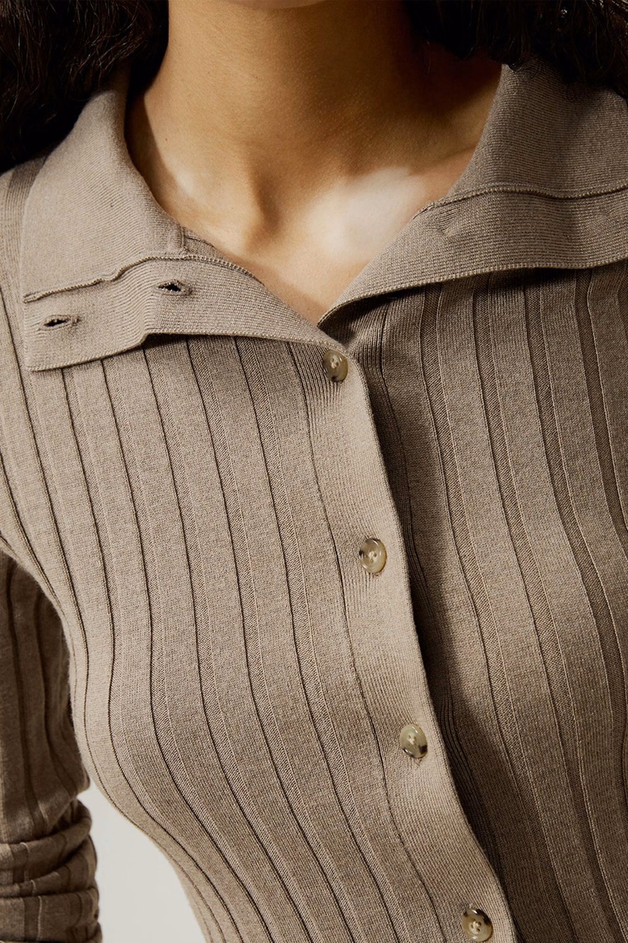 Cardigan de mezcla de seda y cachemira con canalé