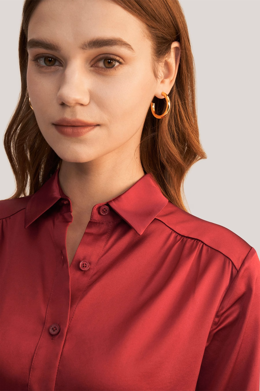 Blusa de Seda con Mangas Largas y Cuello