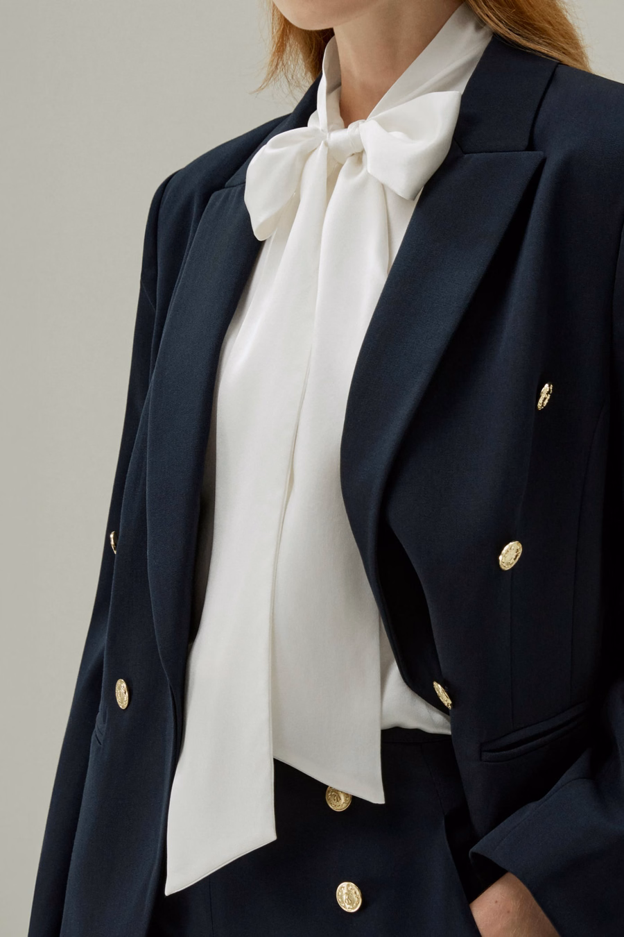 Mujer Blusa de Seda con Pajarita