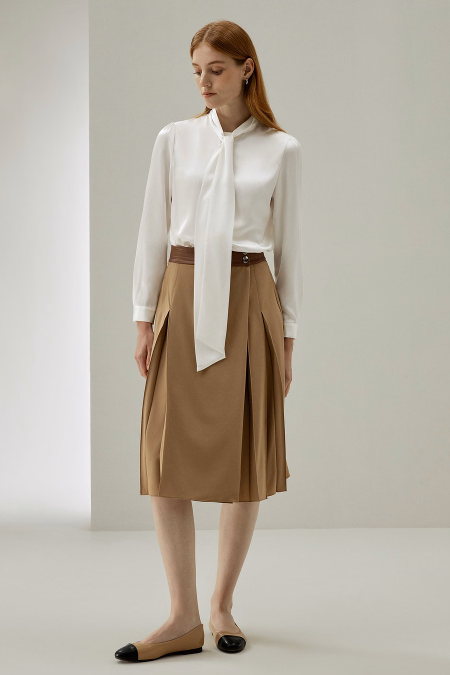 Mujer Blusa de Seda con Pajarita