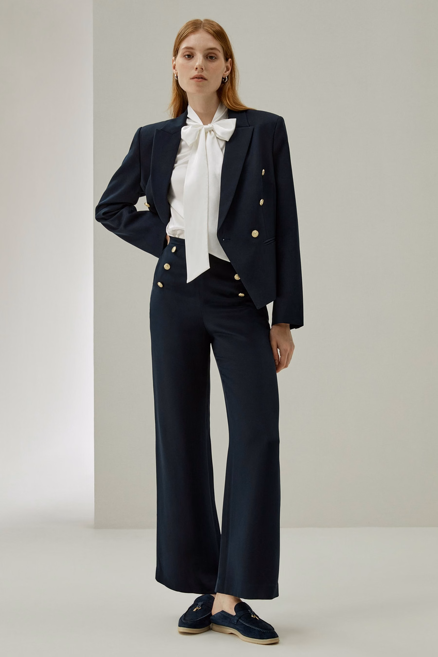 Mujer Blusa de Seda con Pajarita