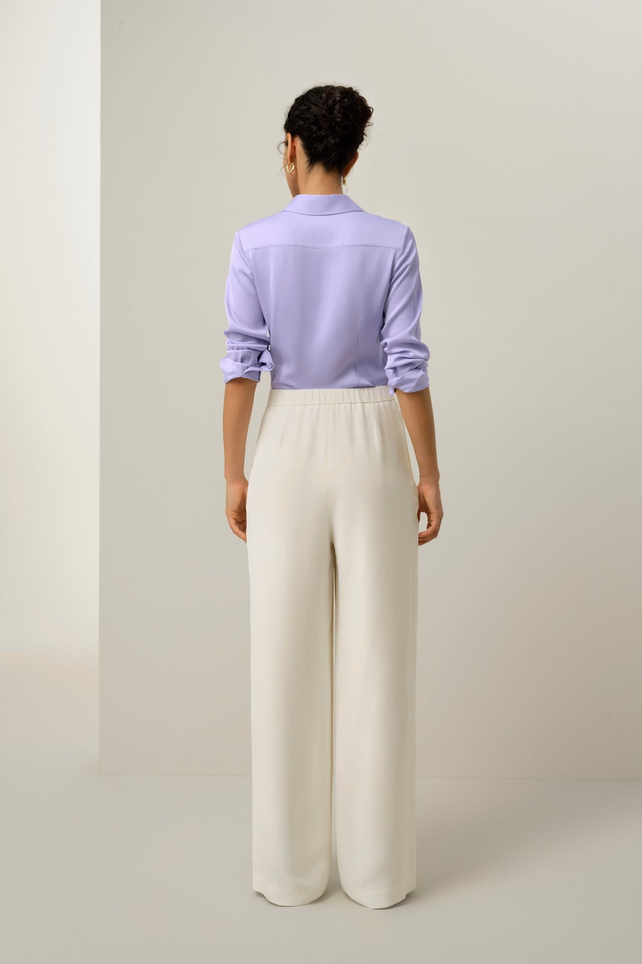 Pantalones de pierna ancha de seda pesada
