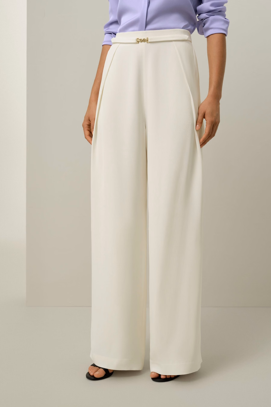 Pantalones de pierna ancha de seda pesada