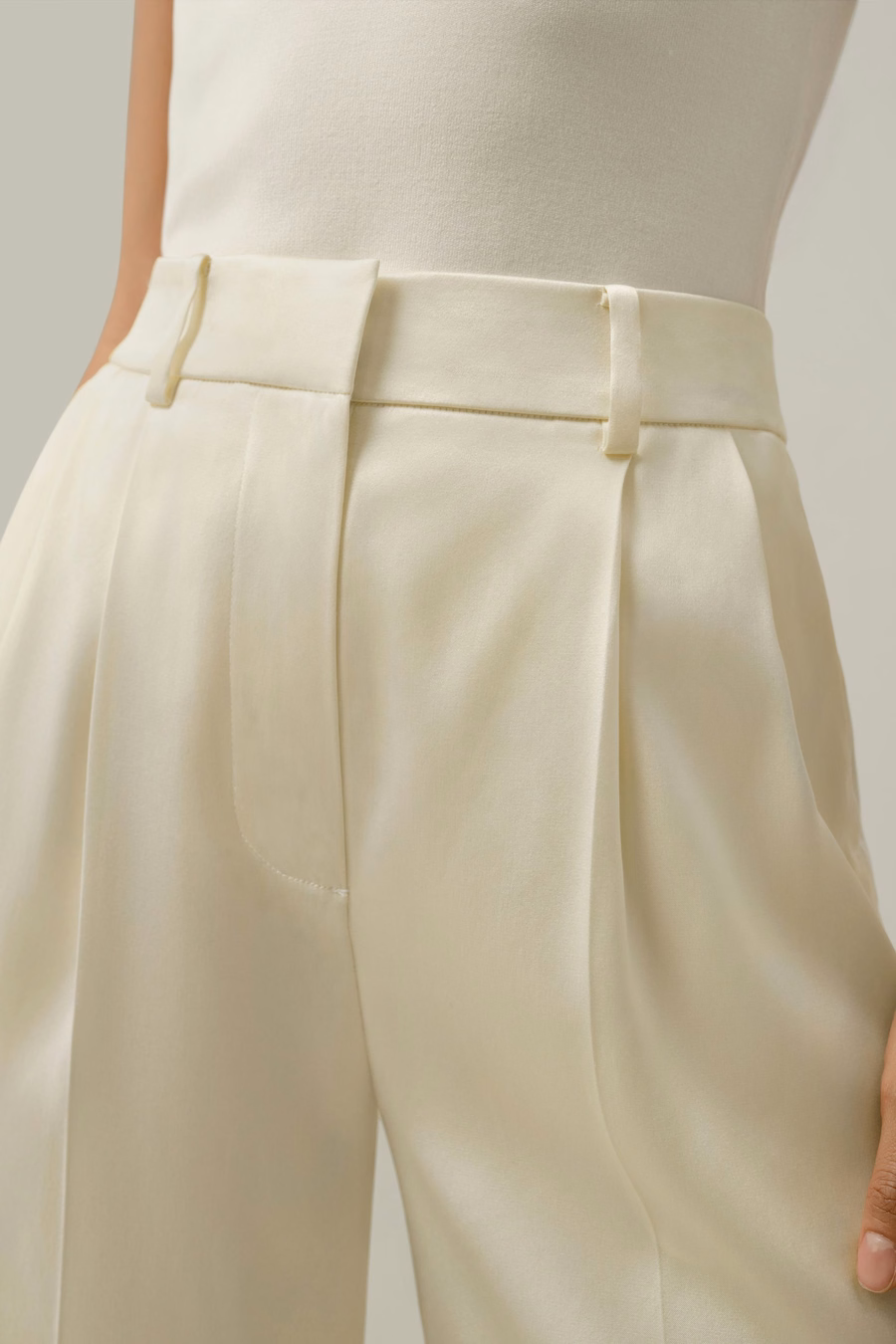 Pantalón recto de charmeuse de doble cara