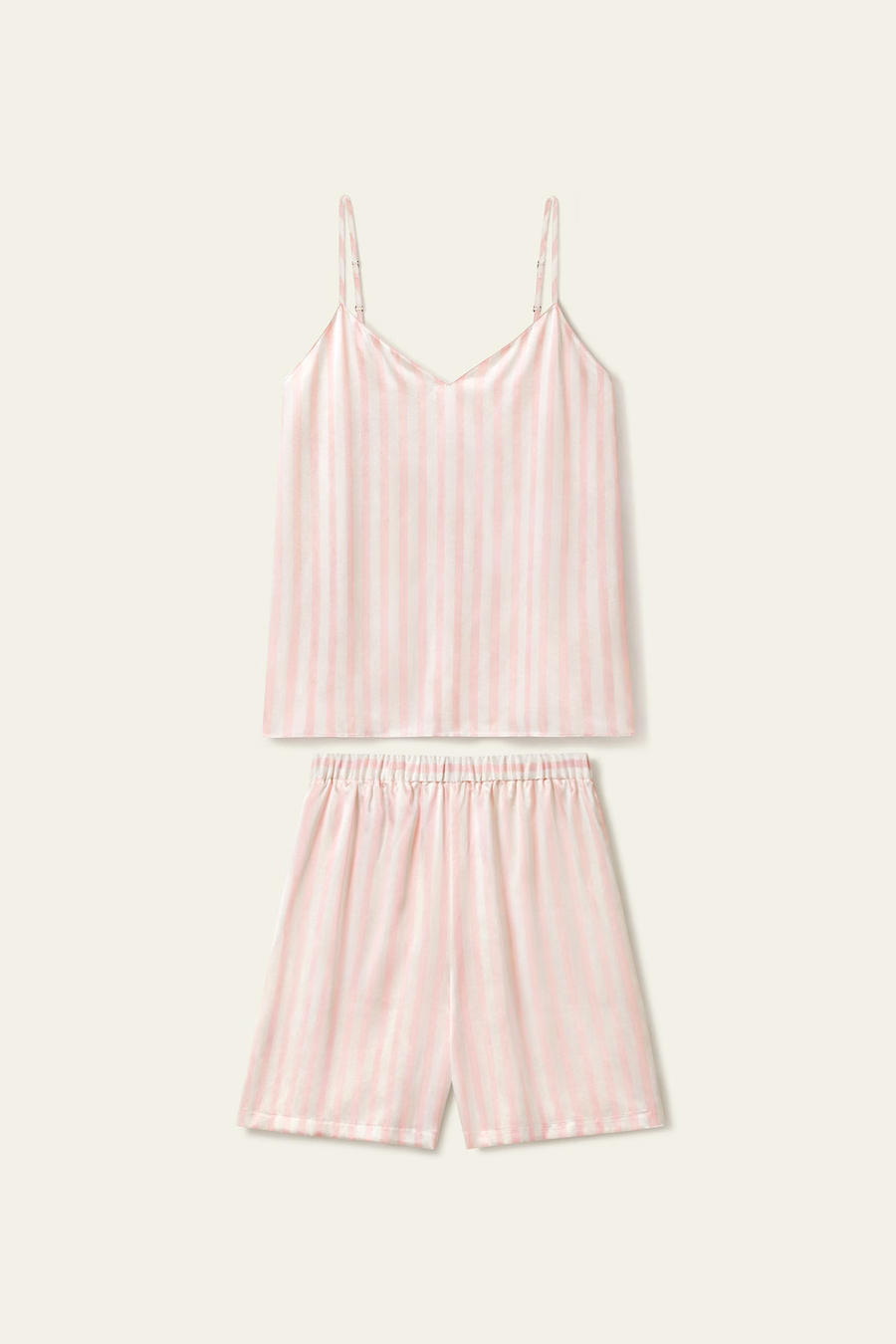 Conjunto de Camiseta de Charmeuse Rayada