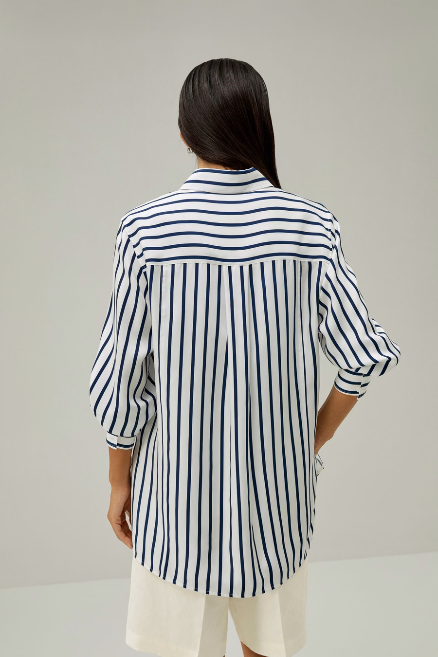 Camisa de seda de rayas Palma de gran tamaño