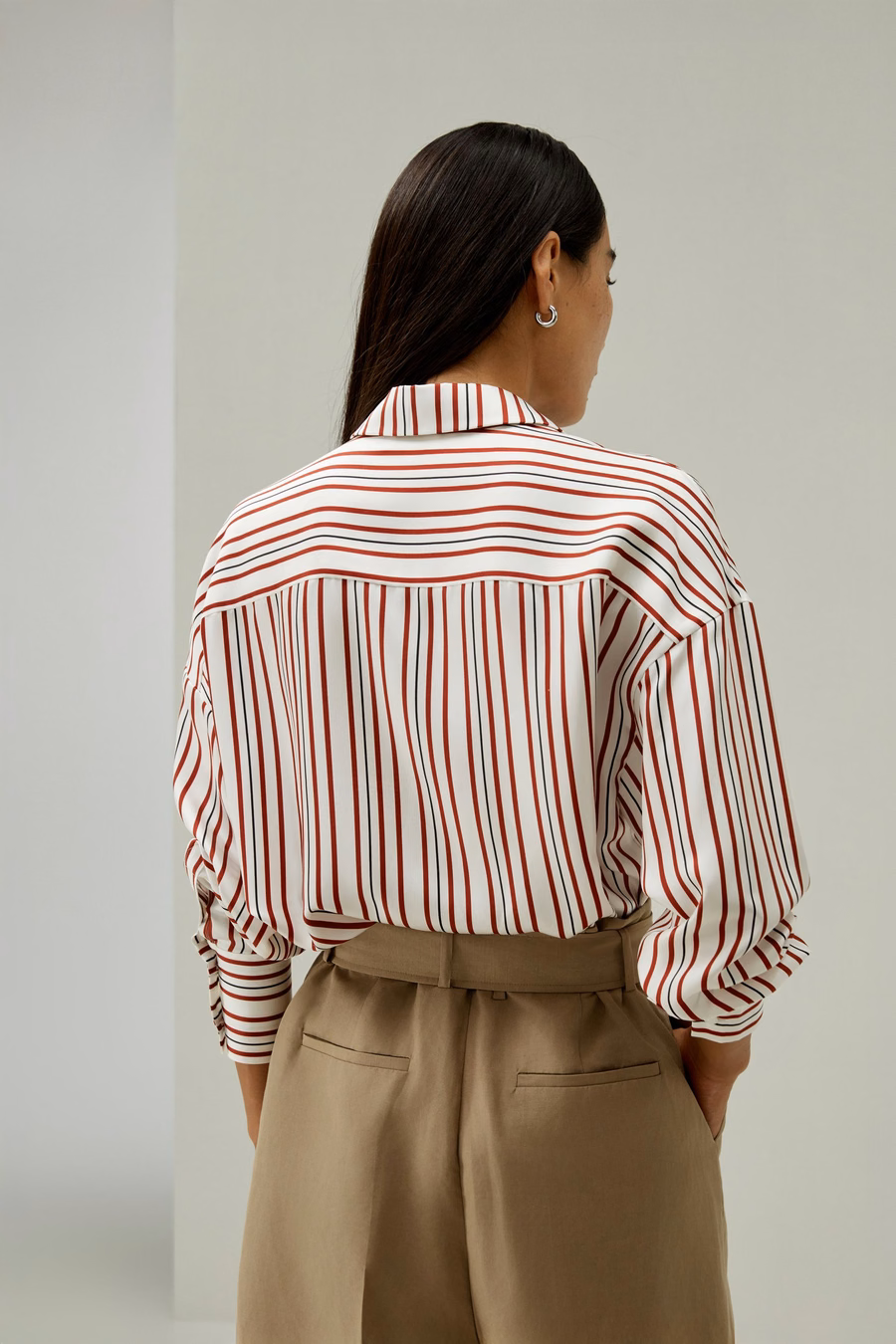 Camisa de seda de ikat de rayas oversized