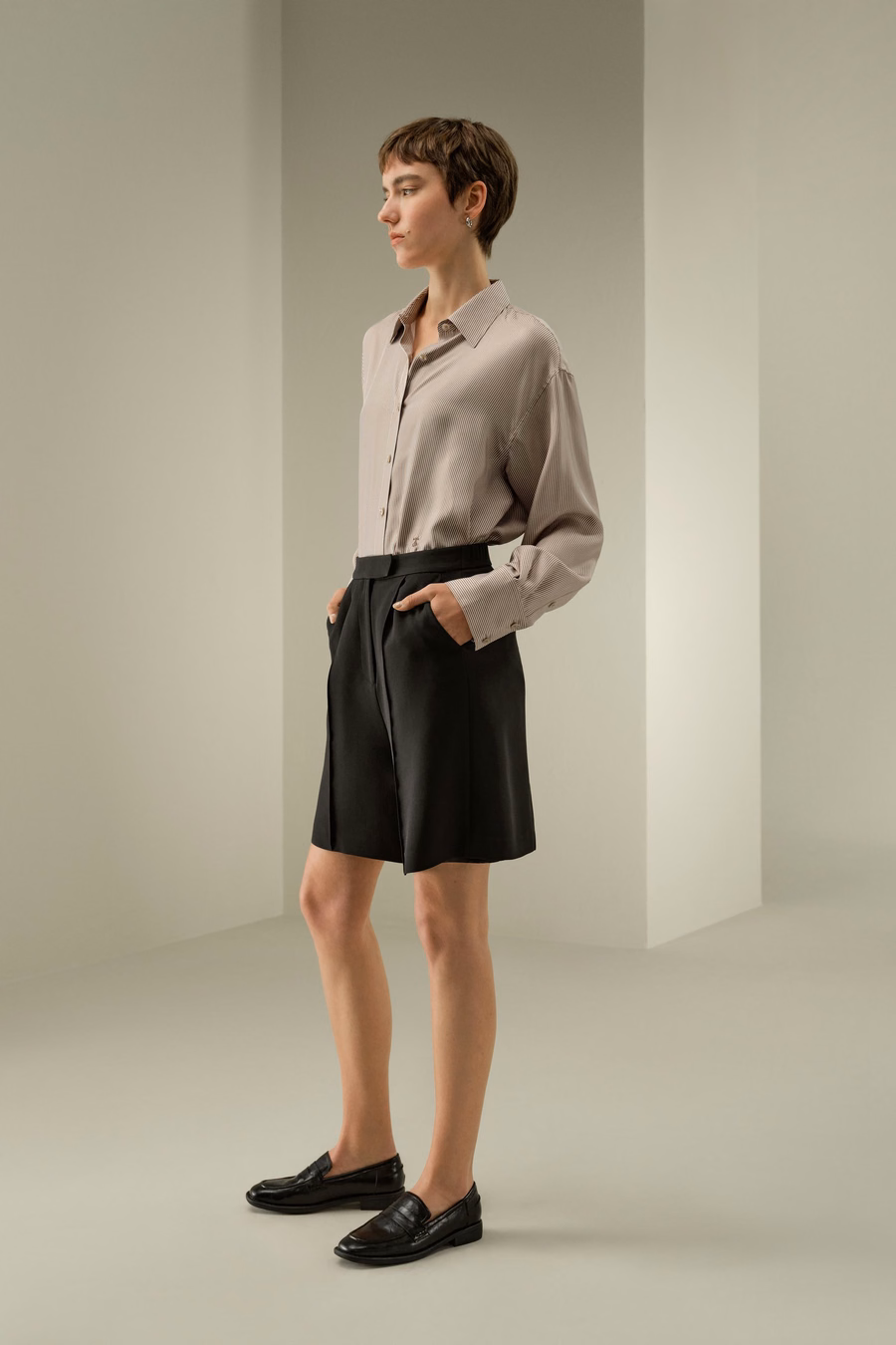 Camisa de seda oversized a rayas