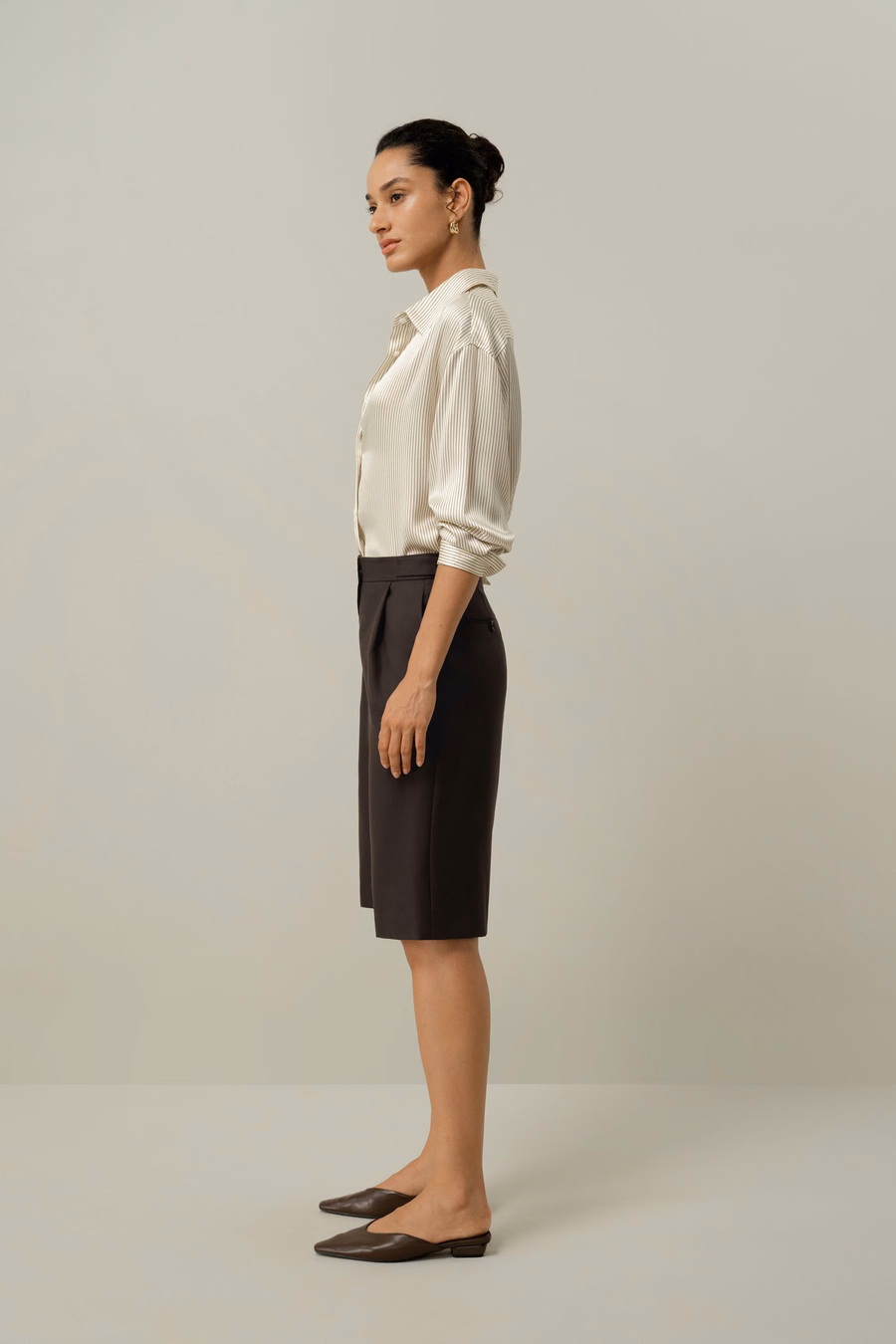 Camisa de seda charmeuse con rayas