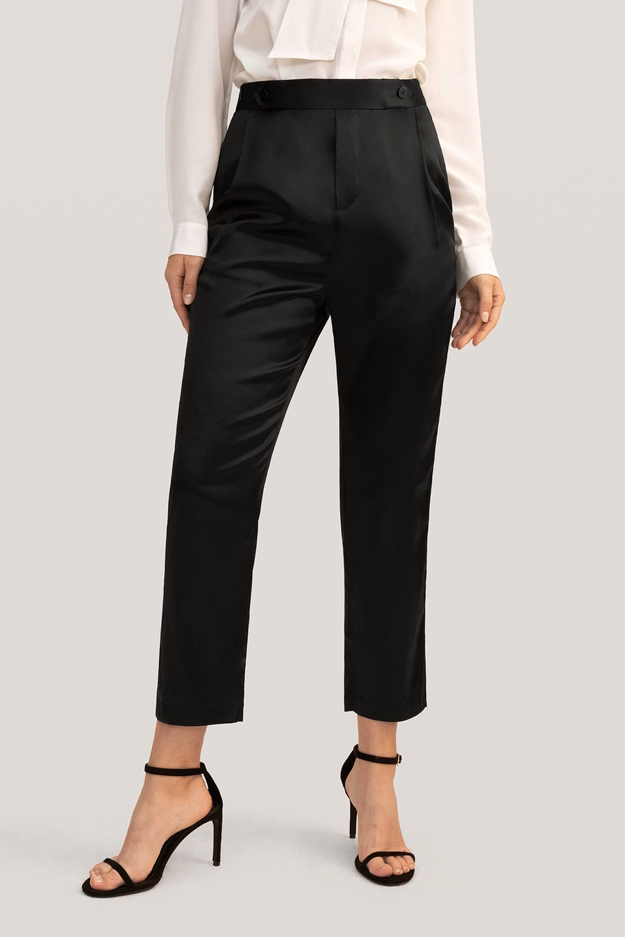 Pantalones de Cigarrillo de Seda Comfort Fit