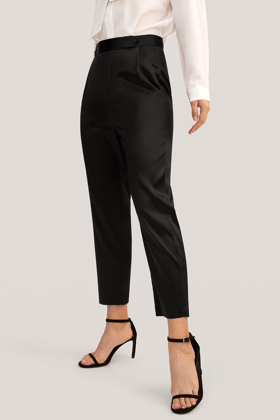 Pantalones de Cigarrillo de Seda Comfort Fit