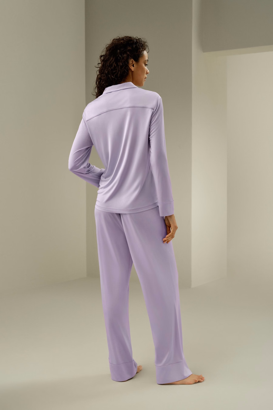 Conjunto clásico de pijama de seda Jersey